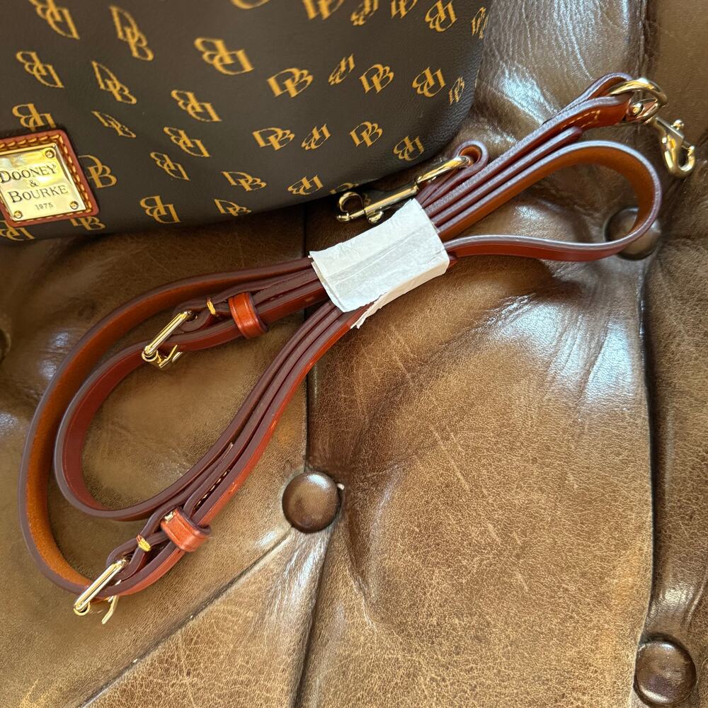 Dooney & Bourke Gretta Brenna Satchel Brown T-Moro DB Monogram Crossbody Tote - Picture 12 of 15
